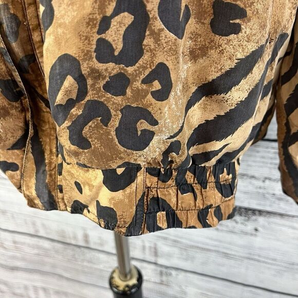 Vintage Fuda International Animal Print 100% Silk Windbreaker Jacket size Large - Picture 8 of 12